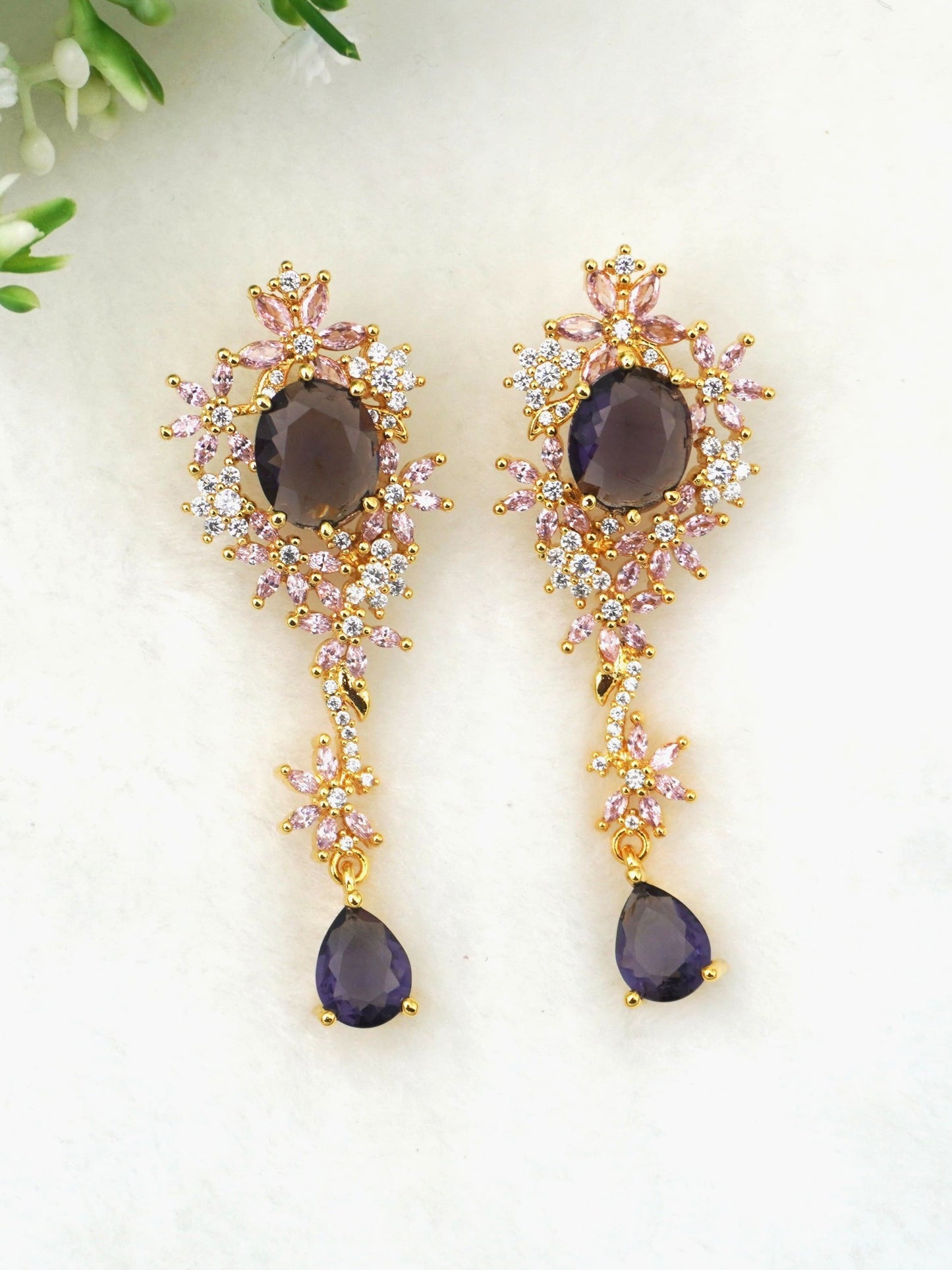 PURPLE KENZIE ZIRCONIA EARRINGS