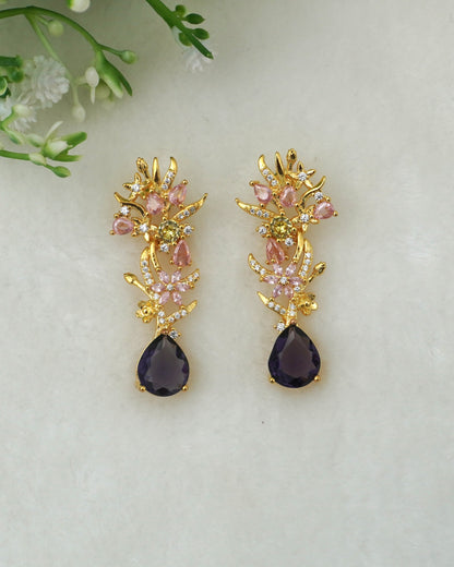 PURPLE ORCHID ZIRCONIA EARRINGS