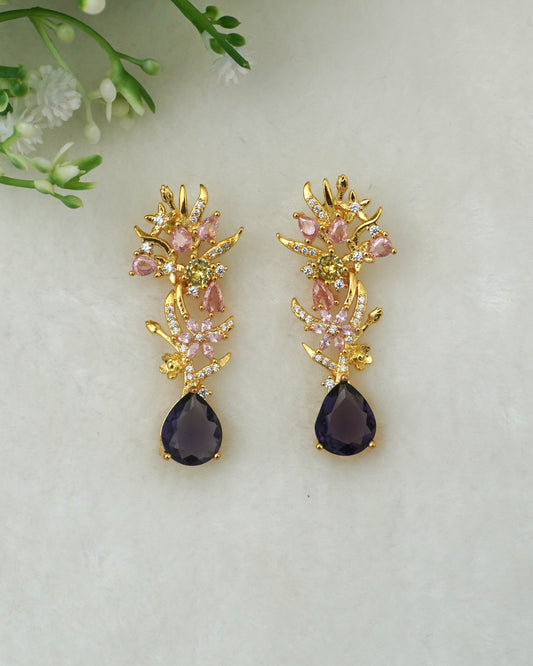PURPLE ORCHID ZIRCONIA EARRINGS