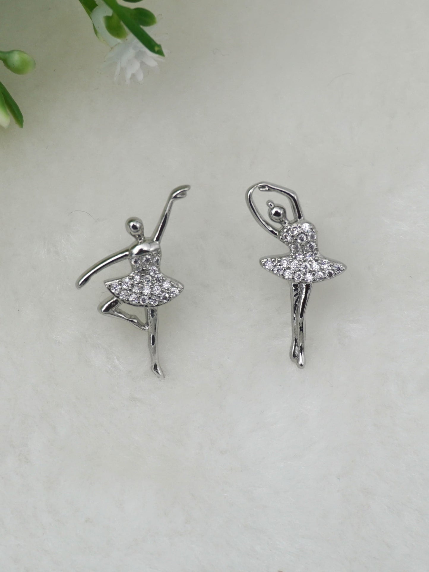 SILVER BALLERINA ZIRCONIA EARRINGS