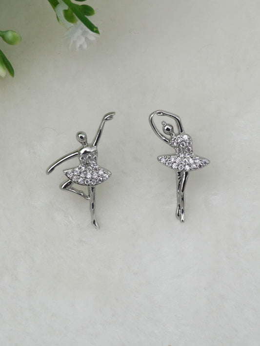 SILVER BALLERINA ZIRCONIA EARRINGS