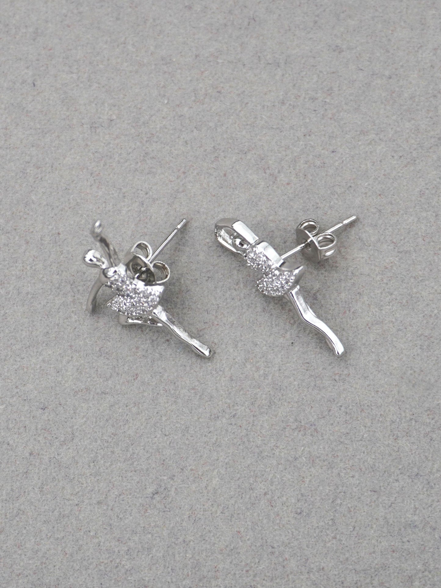 SILVER BALLERINA ZIRCONIA EARRINGS