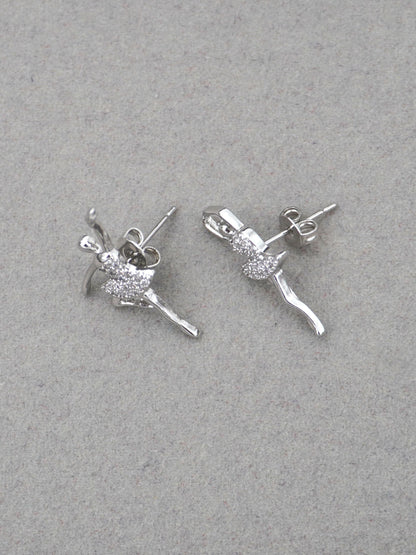 SILVER BALLERINA ZIRCONIA EARRINGS