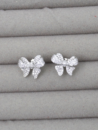 SILVER BOW ZIRCONIA EARRINGS