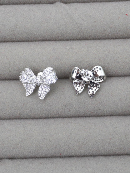 SILVER BOW ZIRCONIA EARRINGS