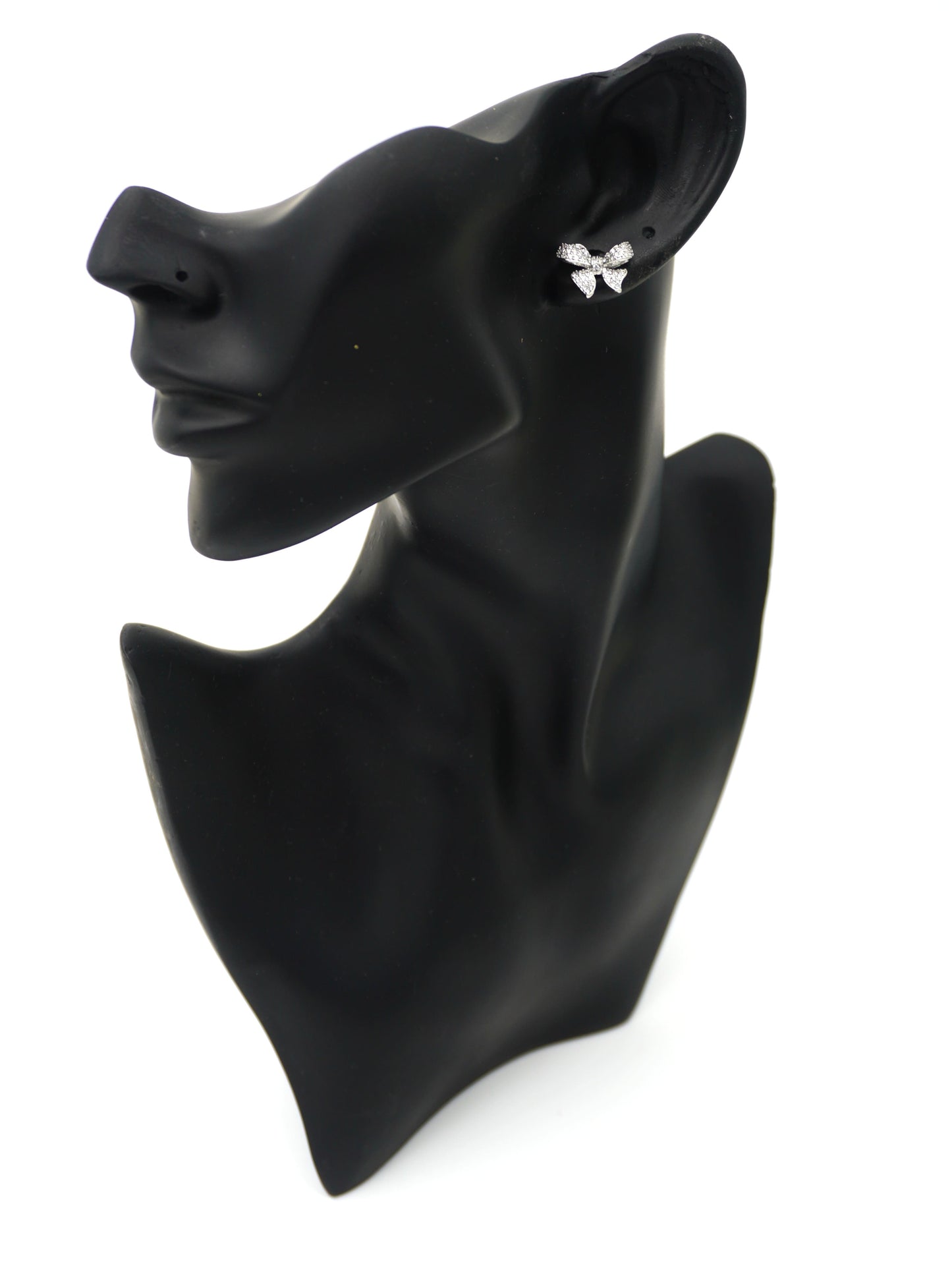 SILVER BOW ZIRCONIA EARRINGS