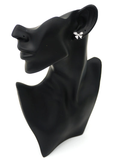 SILVER BOW ZIRCONIA EARRINGS