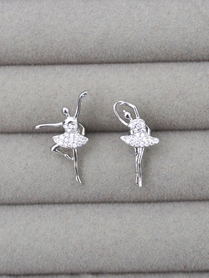 SILVER BALLERINA ZIRCONIA EARRINGS