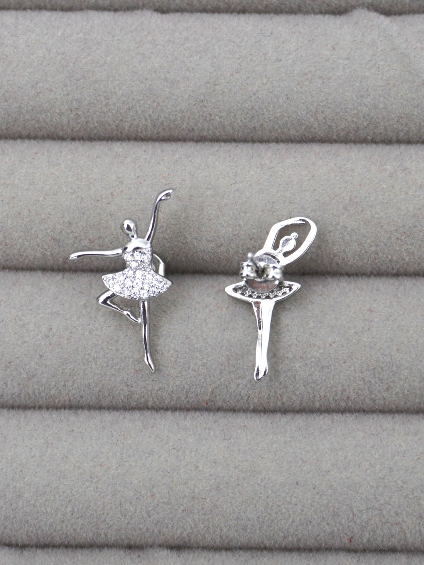 SILVER BALLERINA ZIRCONIA EARRINGS