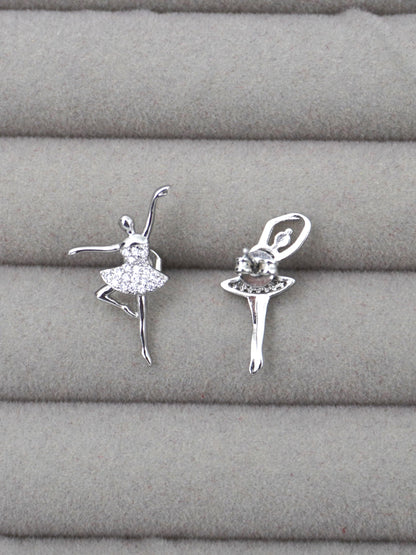 SILVER BALLERINA ZIRCONIA EARRINGS