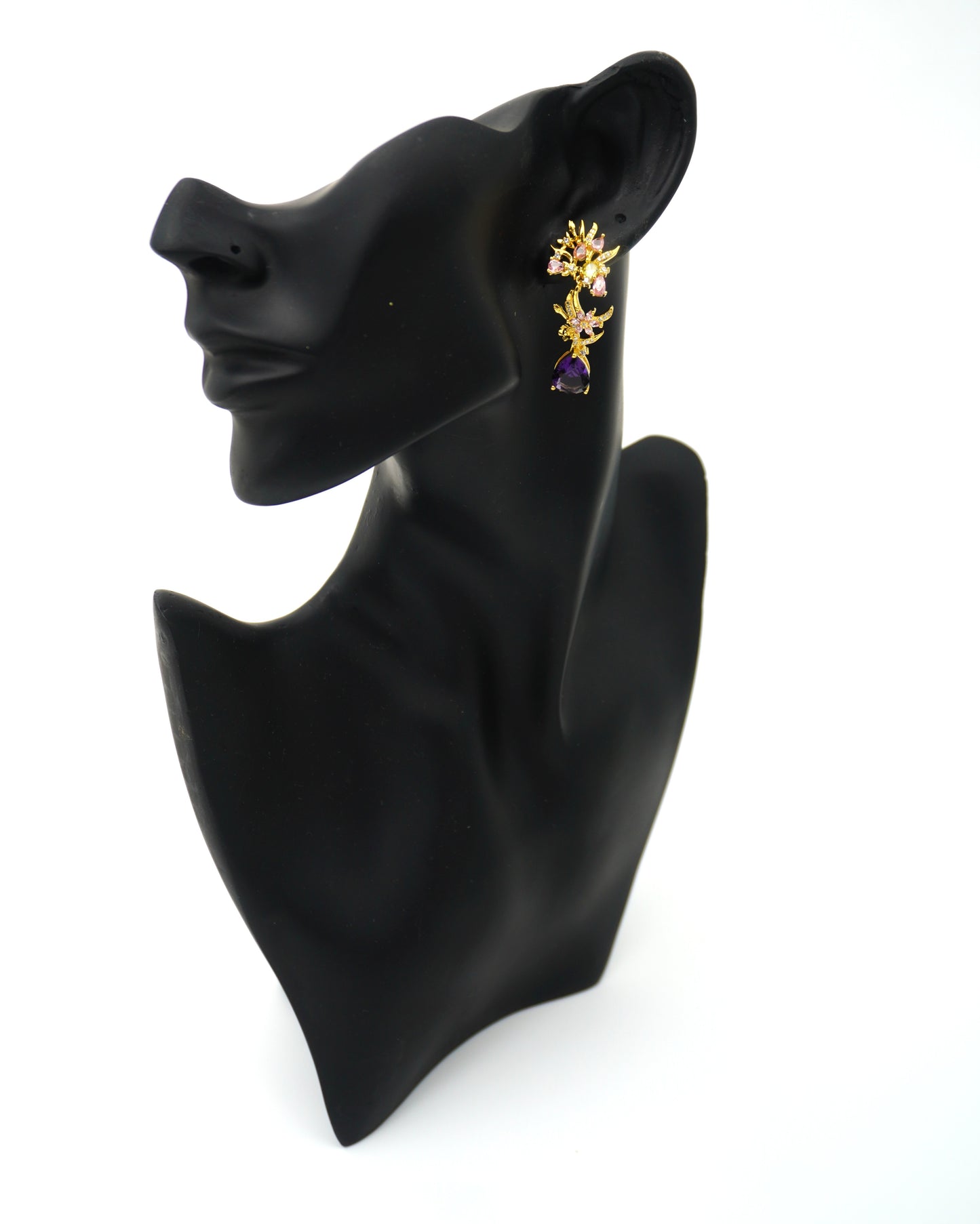 PURPLE ORCHID ZIRCONIA EARRINGS