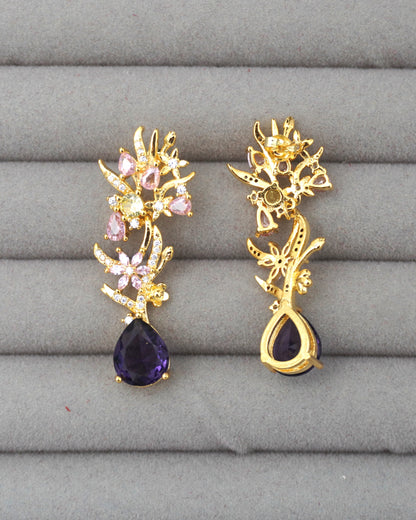 PURPLE ORCHID ZIRCONIA EARRINGS