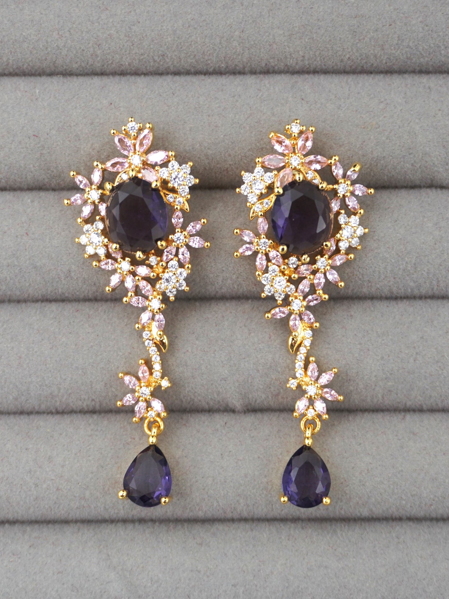 PURPLE KENZIE ZIRCONIA EARRINGS