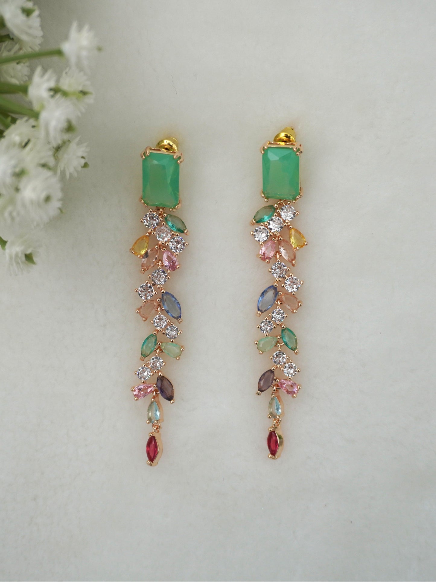 MULTICOLOR IRIS ZIRCONIA EARRINGS