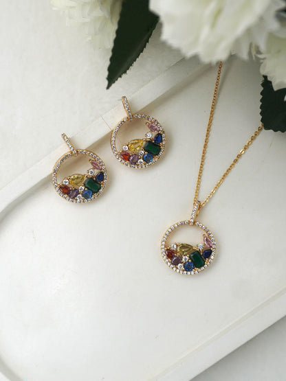 MULTICOLOUR IRIS PENDANT SET
