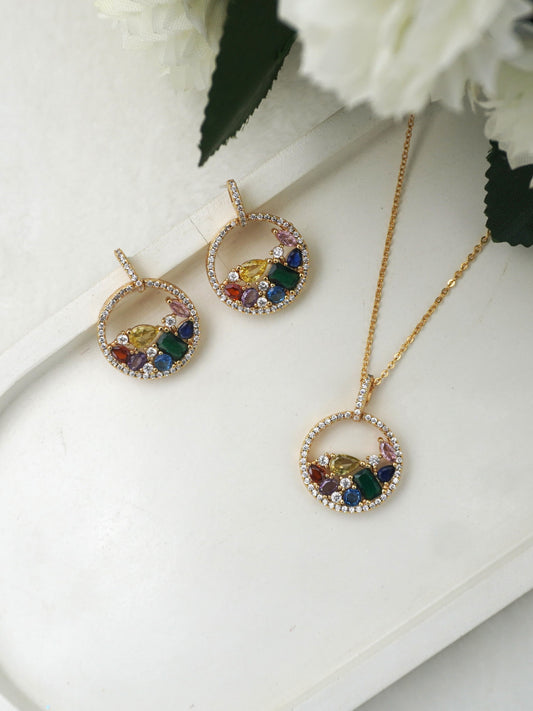 MULTICOLOUR IRIS PENDANT SET
