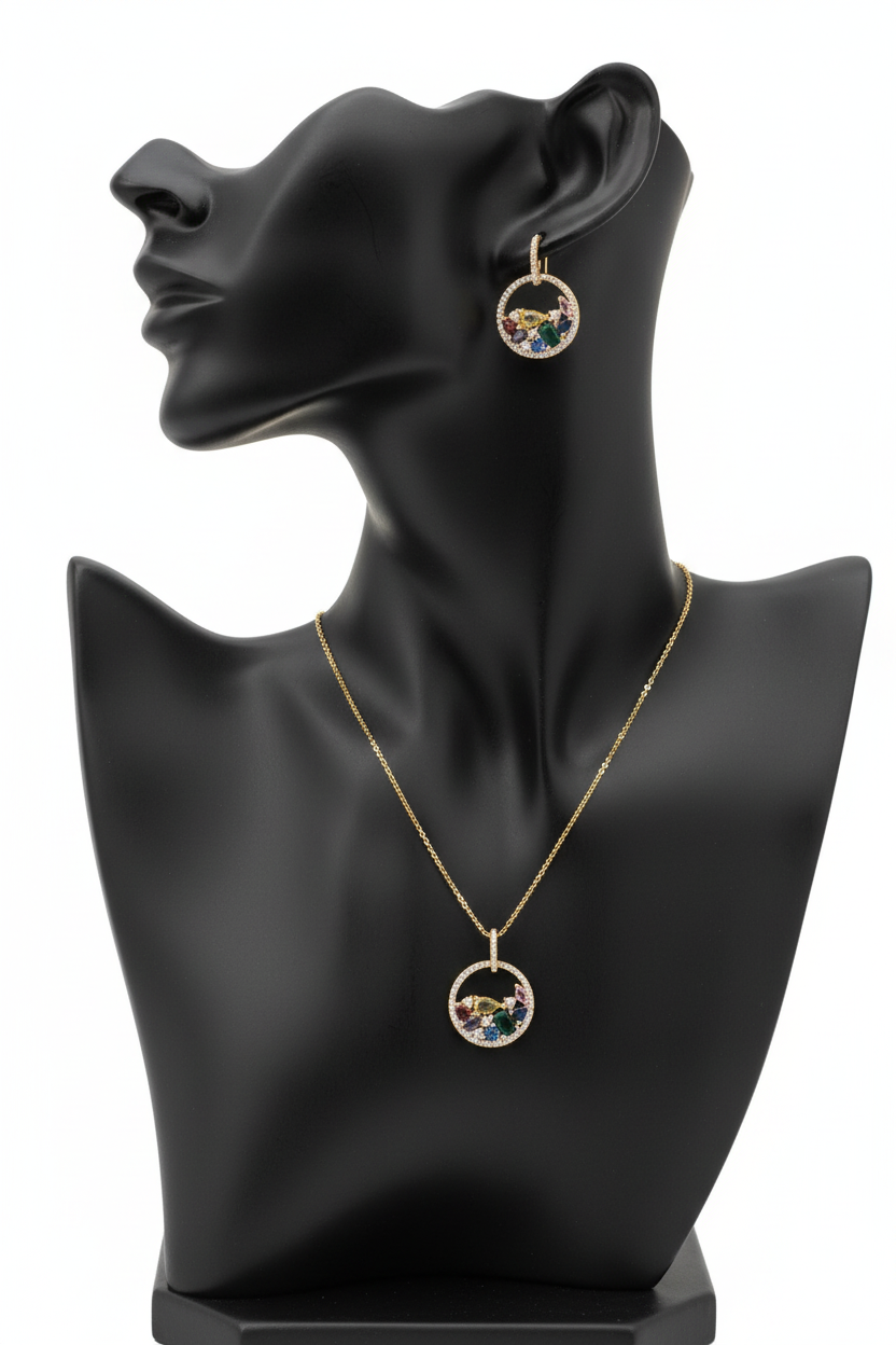 MULTICOLOUR IRIS PENDANT SET