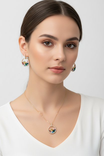 MULTICOLOUR IRIS PENDANT SET
