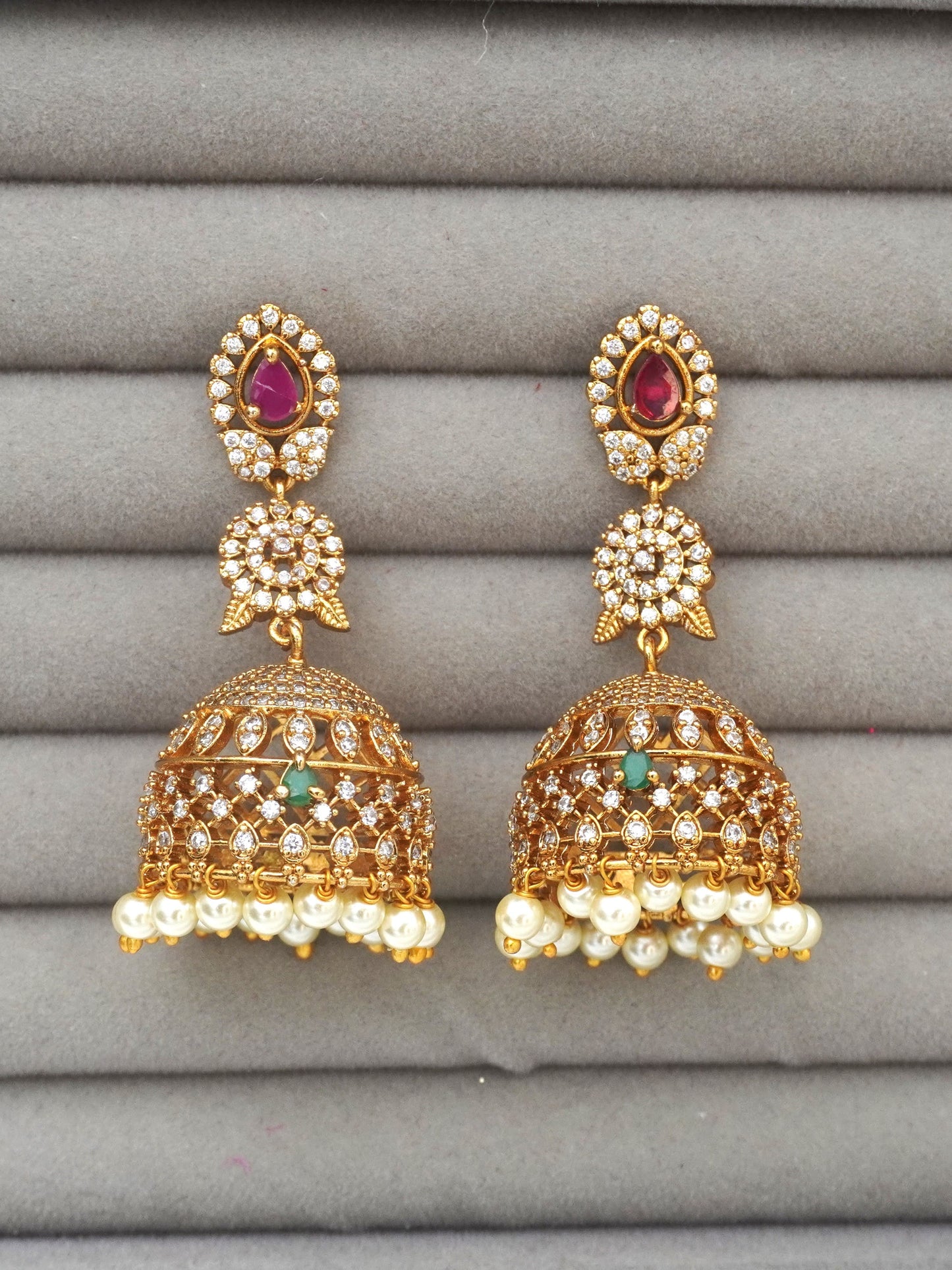 GOLD MEERA ZIRCONIA JHUMKI