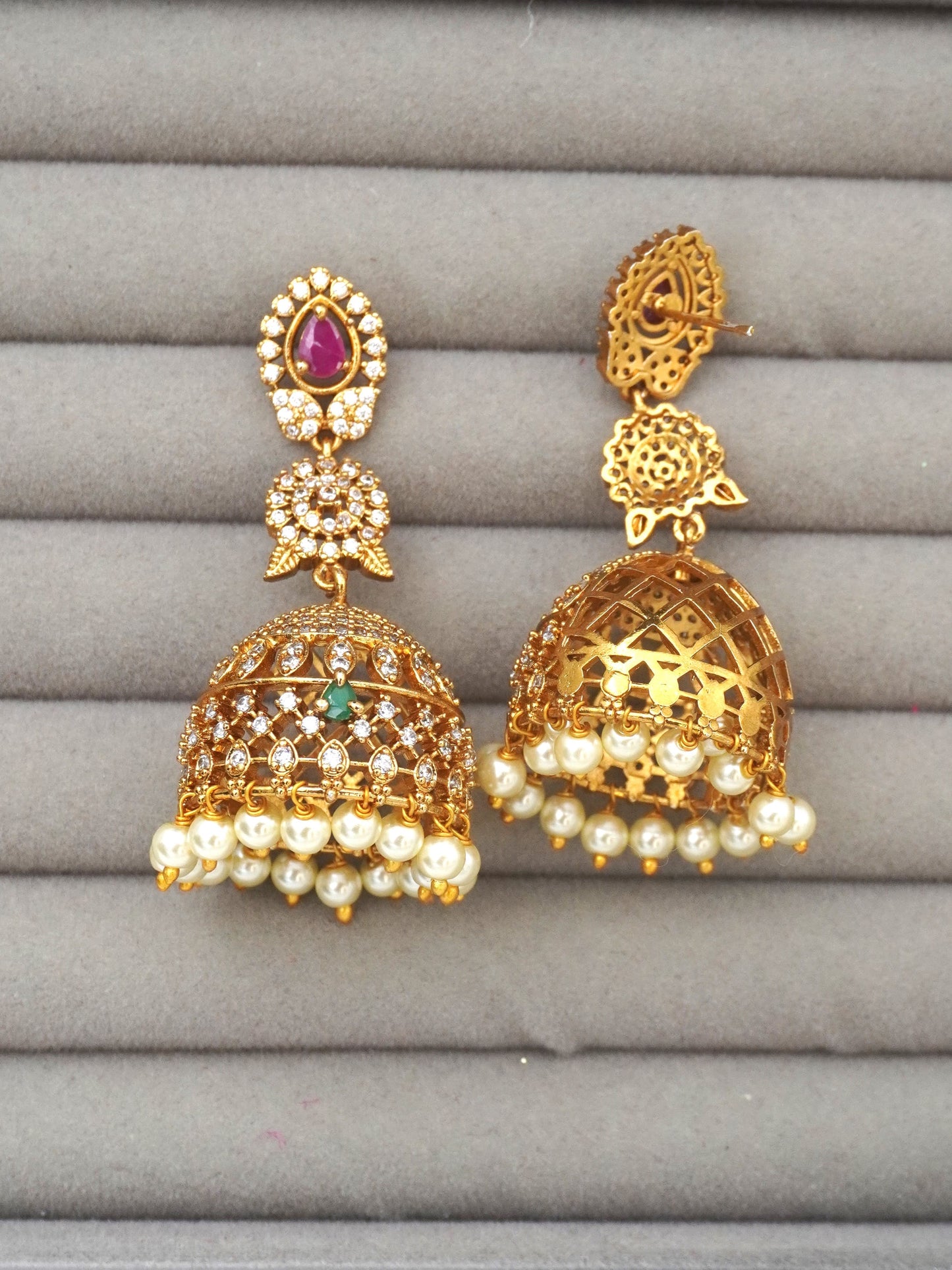 GOLD MEERA ZIRCONIA JHUMKI
