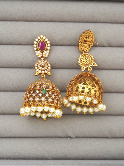 GOLD MEERA ZIRCONIA JHUMKI