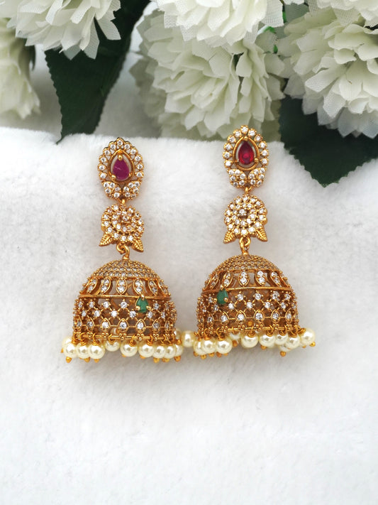 GOLD MEERA ZIRCONIA JHUMKI