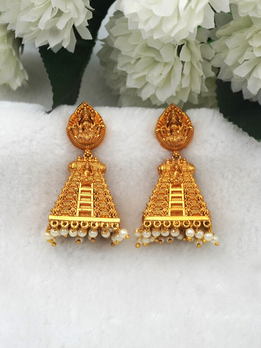 GOLD GOPURAM ZIRCONIA JHUMKI