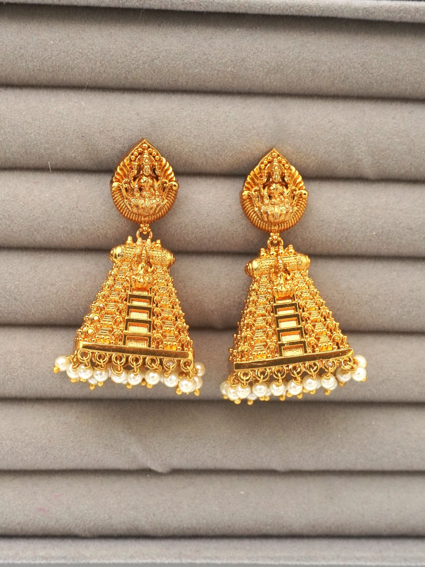 GOLD GOPURAM ZIRCONIA JHUMKI