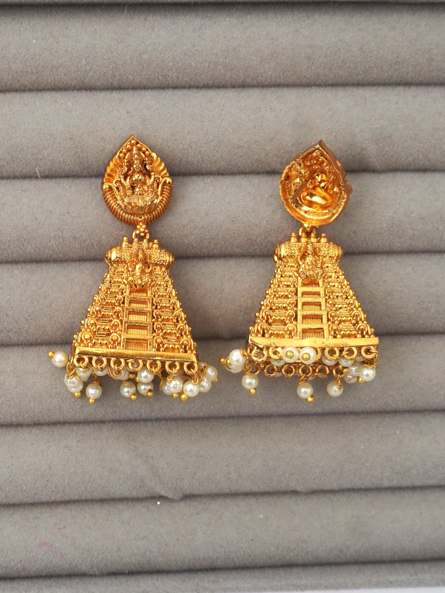 GOLD GOPURAM ZIRCONIA JHUMKI