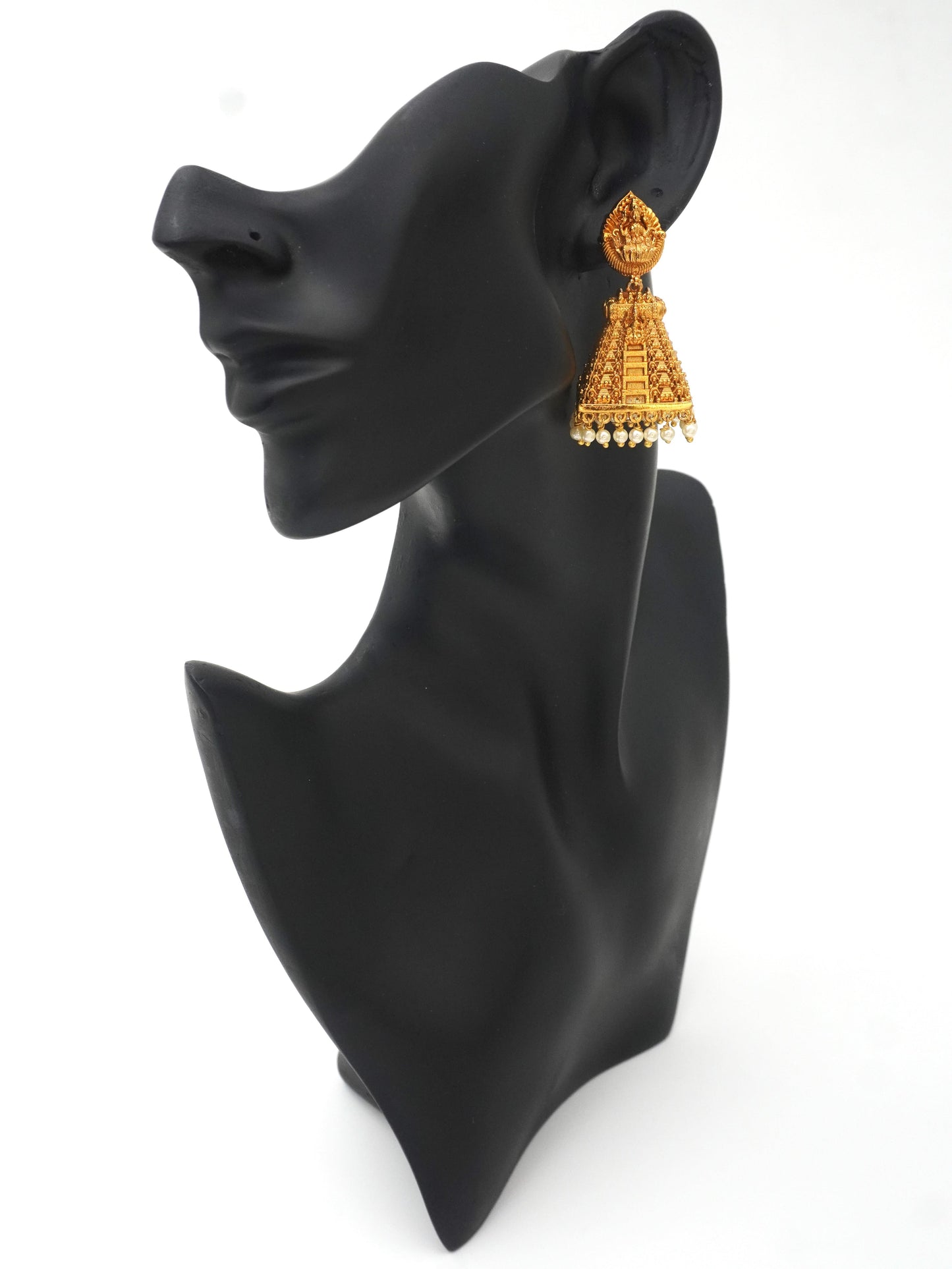 GOLD GOPURAM ZIRCONIA JHUMKI