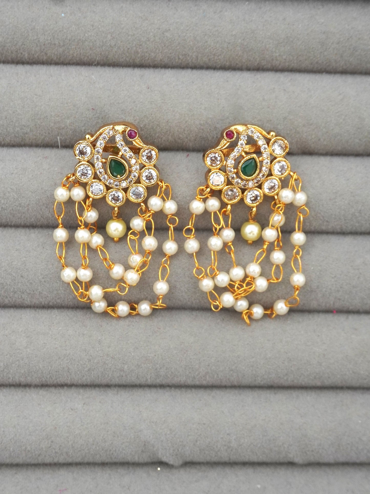 GOLD REVA ZIRCONIA EARRINGS