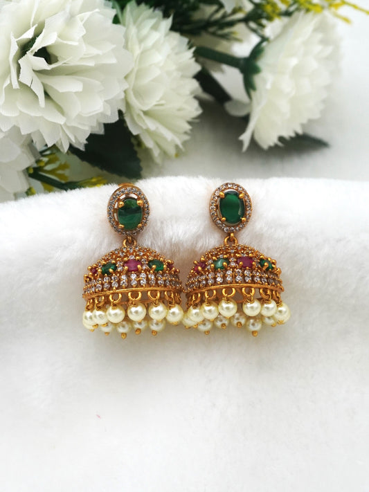 GOLD MEGHANA ZIRCONIA JHUMKI