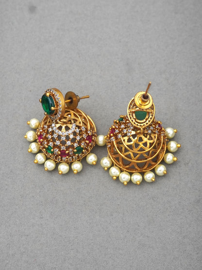 GOLD MEGHANA ZIRCONIA JHUMKI