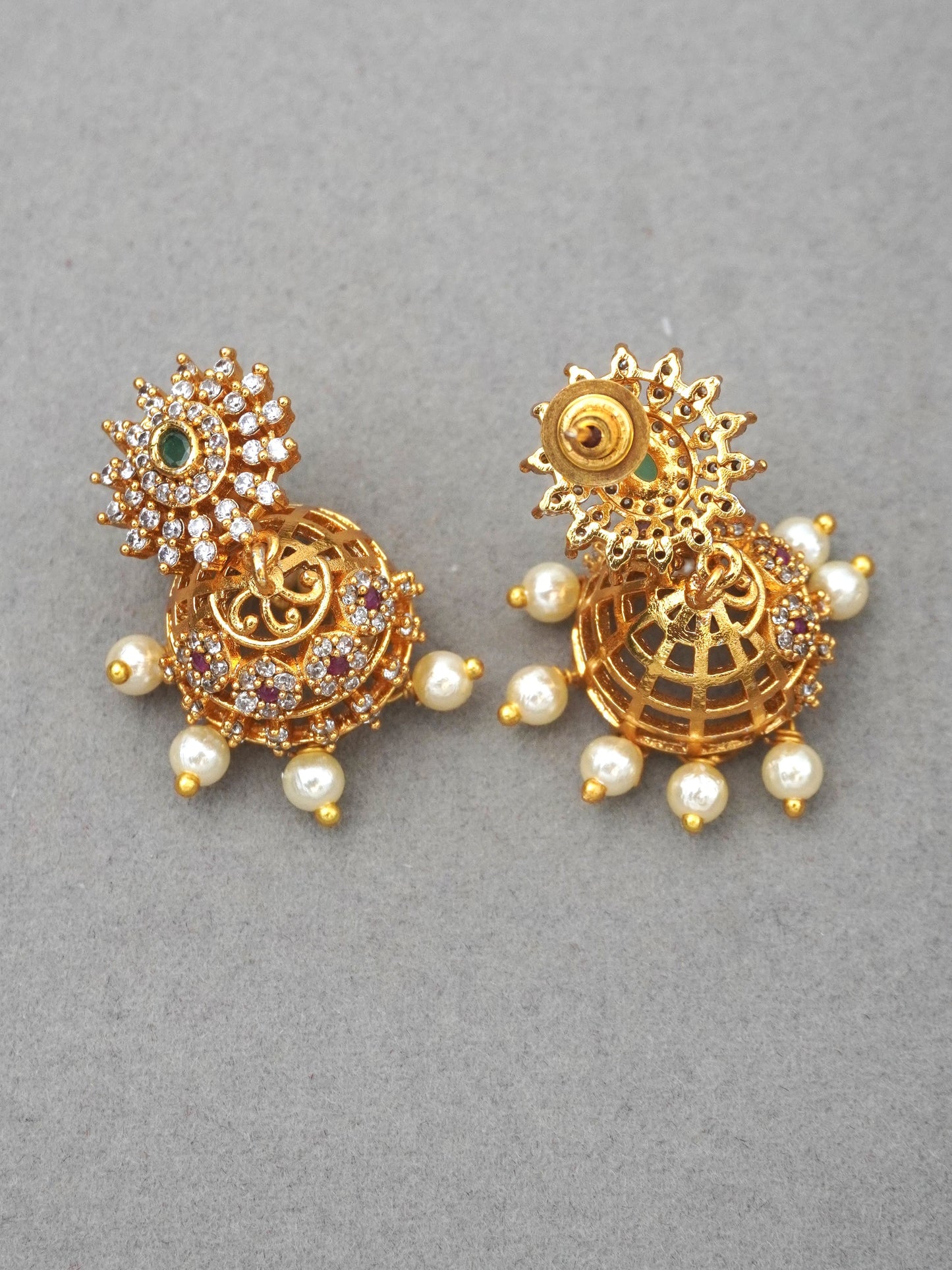 GOLD RUHI ZIRCONIA JHUMKI