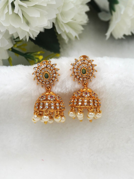 GOLD RUHI ZIRCONIA JHUMKI