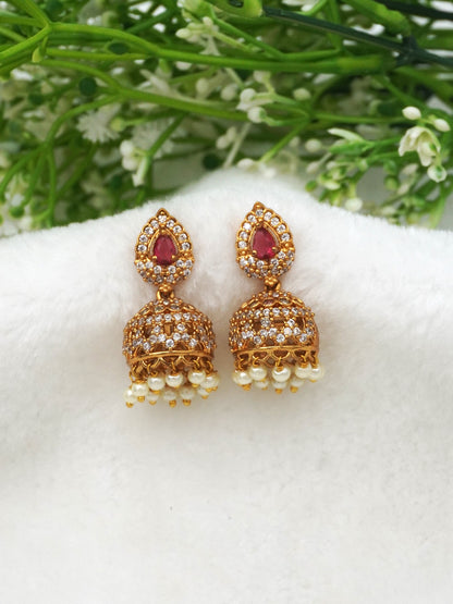 GOLD NAVYA ZIRCONIA JHUMKI