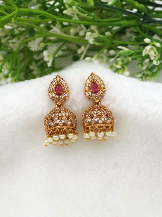 GOLD NAVYA ZIRCONIA JHUMKI