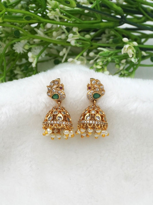 GOLD MORA ZIRCONIA JHUMKI