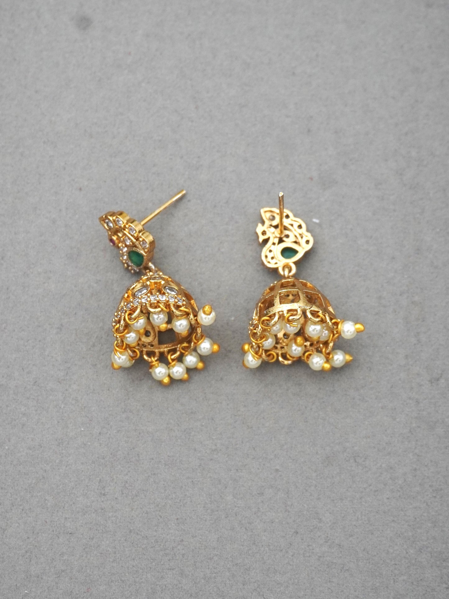 GOLD MORA ZIRCONIA JHUMKI