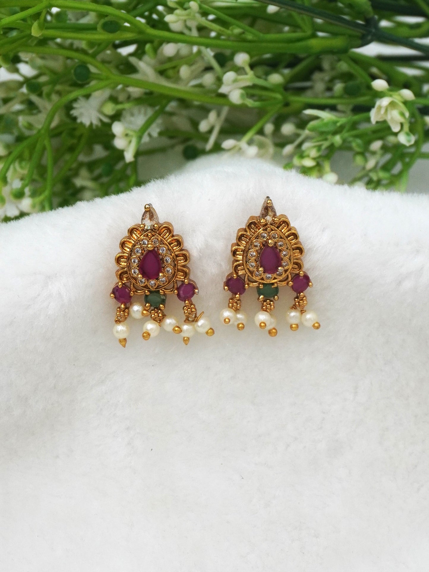 GOLD LOPA ZIRCONIA EARRINGS