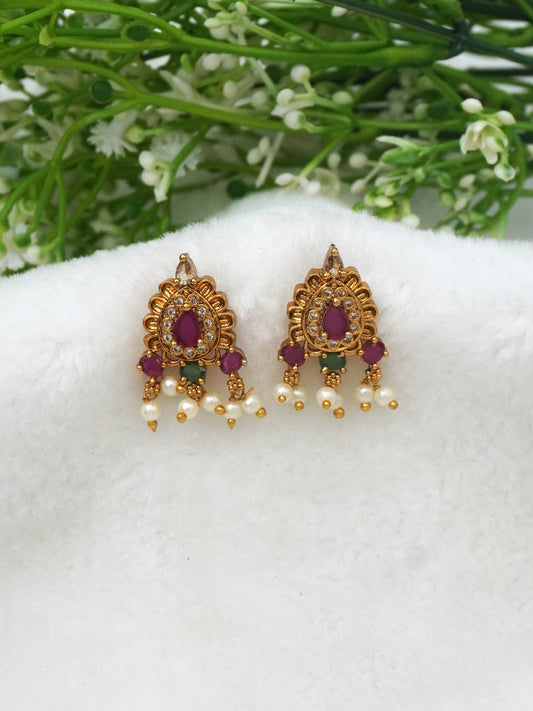 GOLD LOPA ZIRCONIA EARRINGS