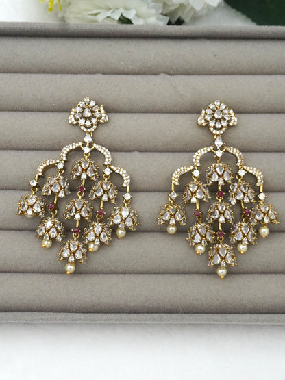 RED OVIYA ZIRCONIA EARRINGS