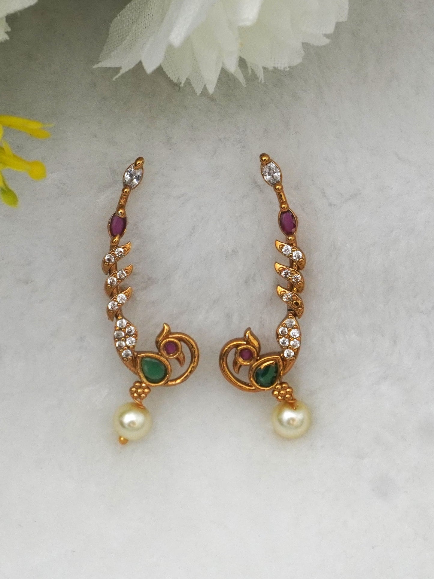 MULTICOLOR CHARUVI ZIRCONIA EARCUFFS