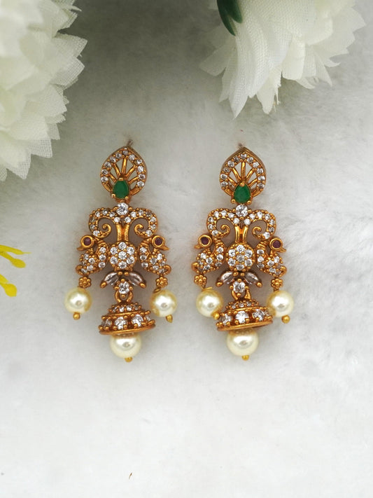 GREEN NUPUR ZIRCONIA EARRINGS