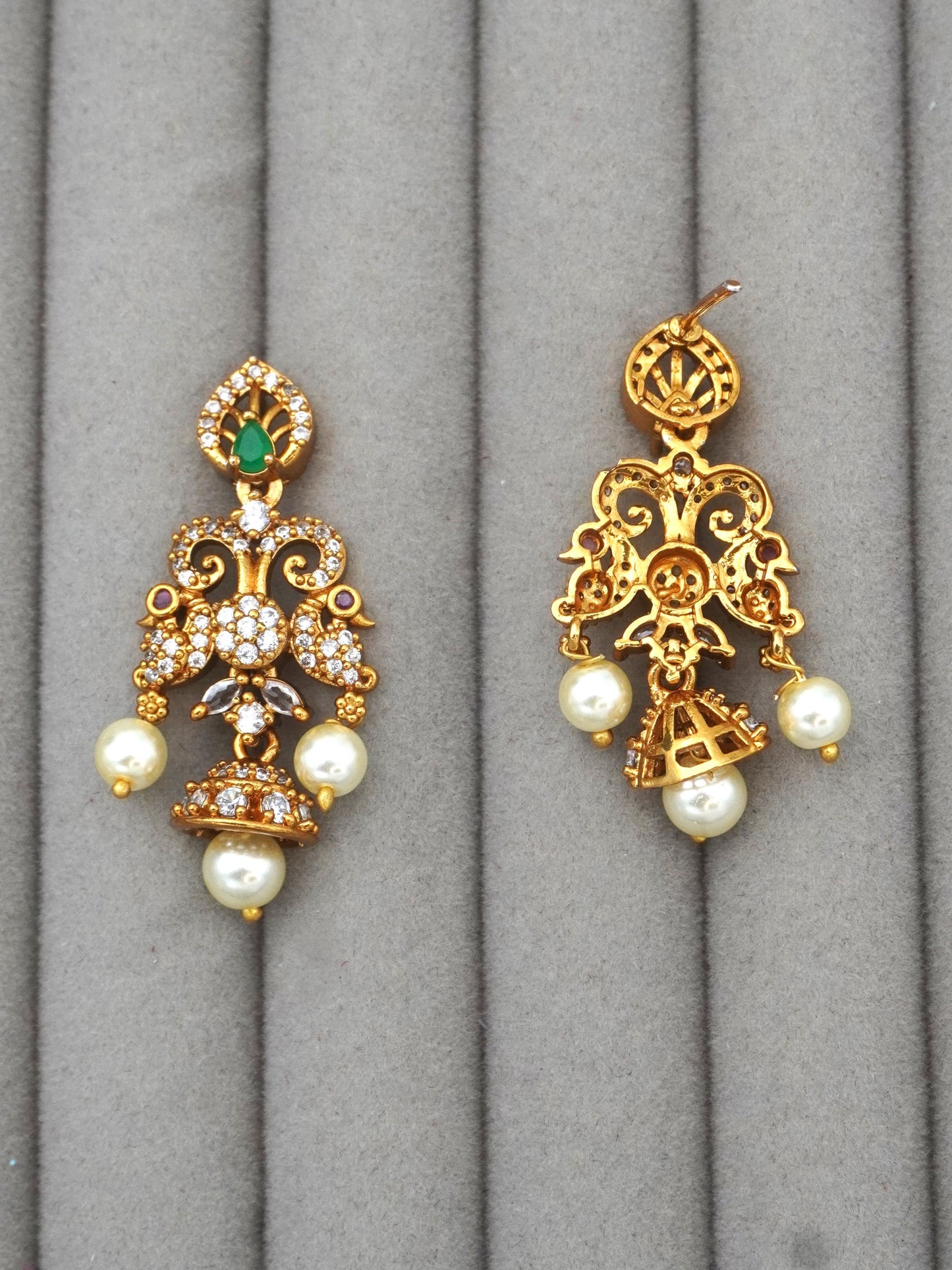 GREEN NUPUR ZIRCONIA EARRINGS