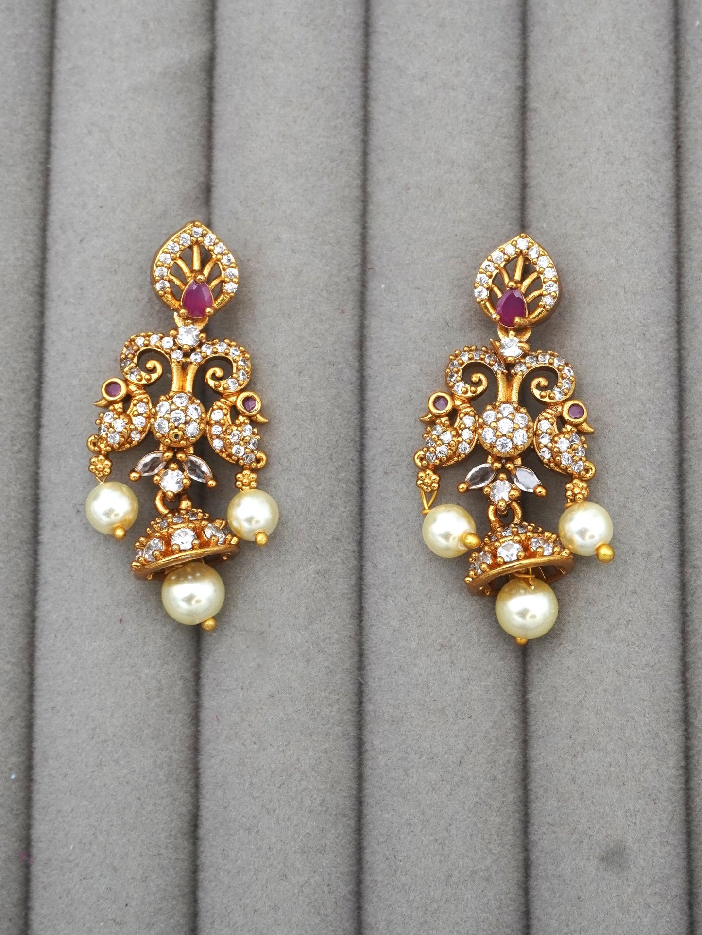 RUBY NUPUR ZIRCONIA EARRINGS