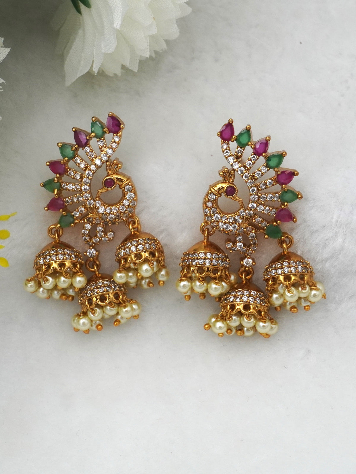 GOLD PAVONA ZIRCONIA EARRINGS