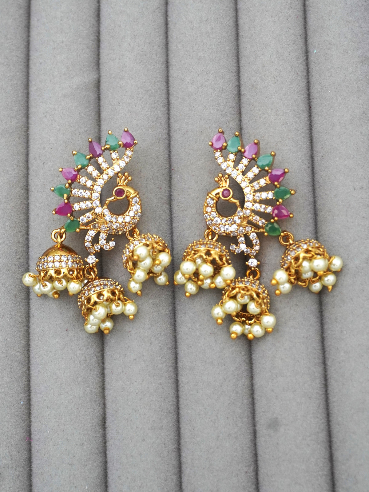 GOLD PAVONA ZIRCONIA EARRINGS