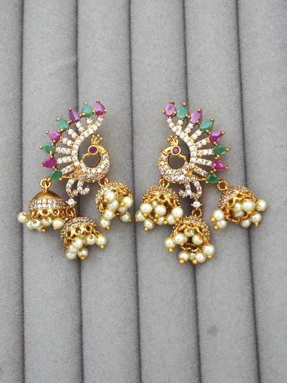 GOLD PAVONA ZIRCONIA EARRINGS