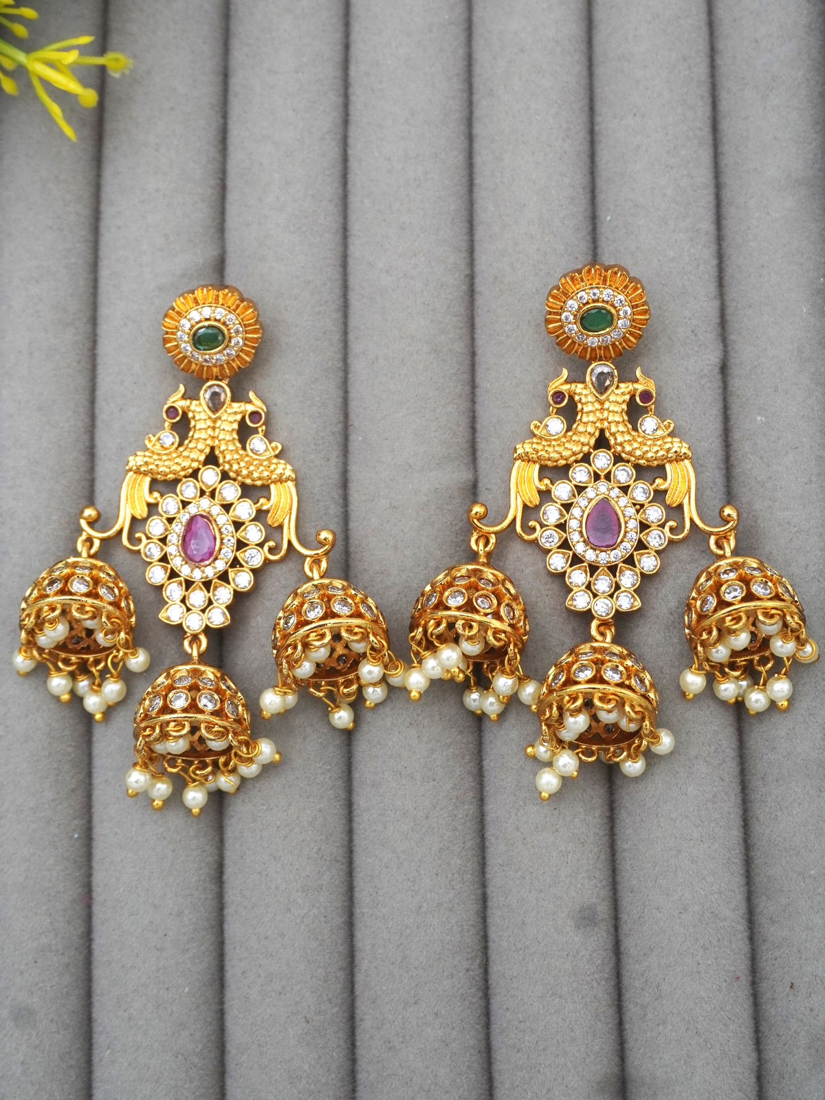GOLD CHAITHRA ZIRCONIA JHUMKI